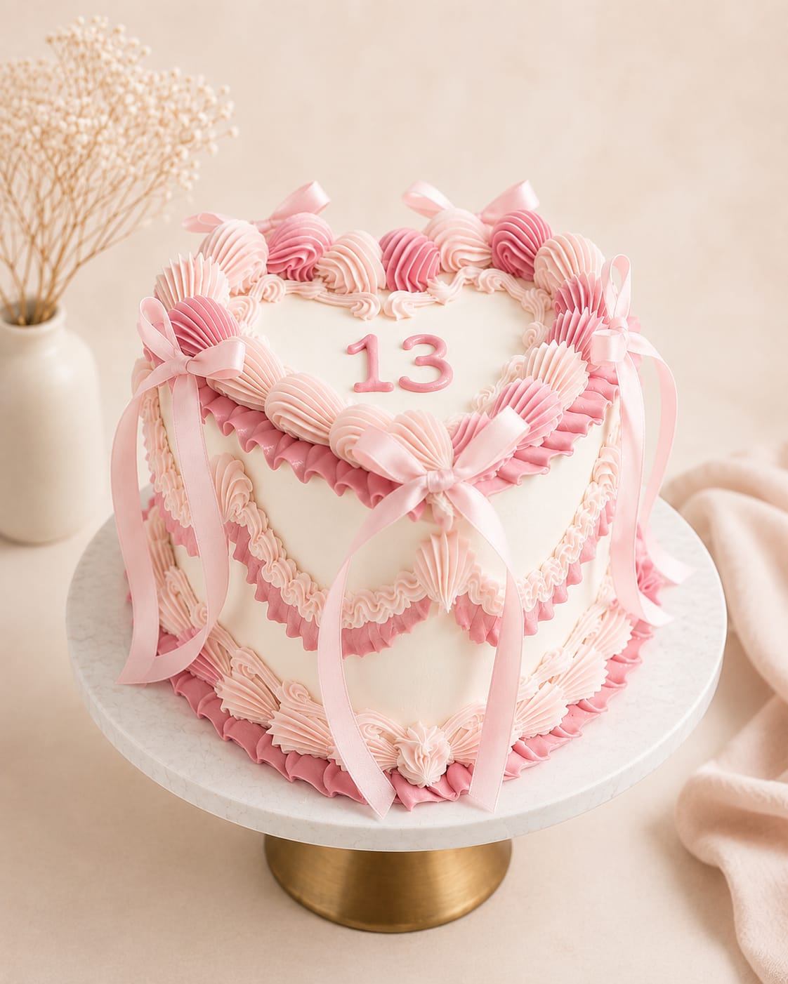 Blush  Elegance Heart Cake